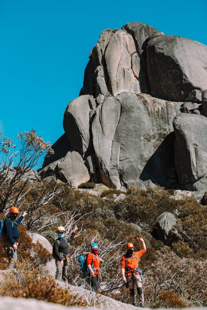 Rock climbing - AGA group climb up Cathedral Mount Buffalo Cathedral Rock Climbing